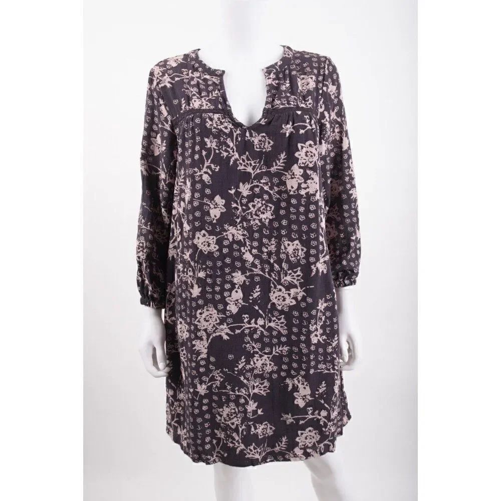 Lilla P Womens Dress S Purple Pink Floral 3/4 Sleeve cotton 3/4 sleeve